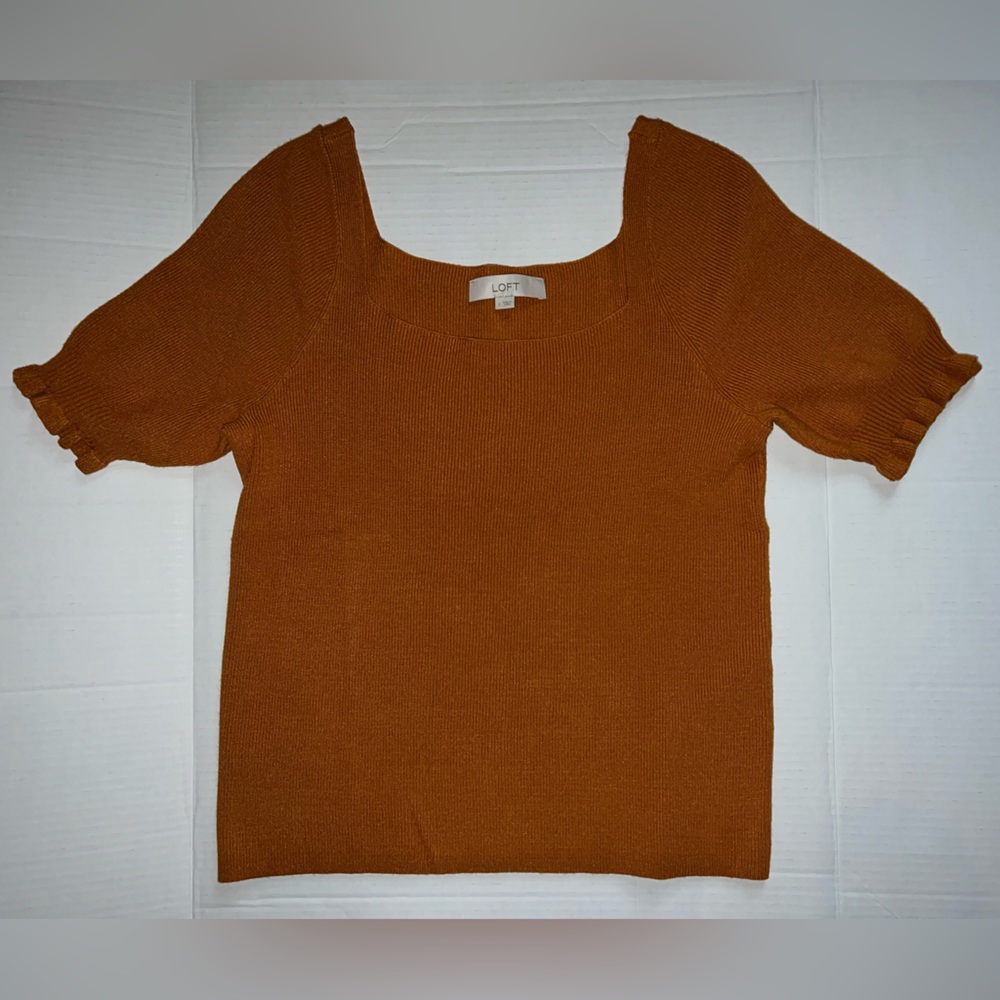 LOFT Rust Brown Short Sleeve Knit Top
